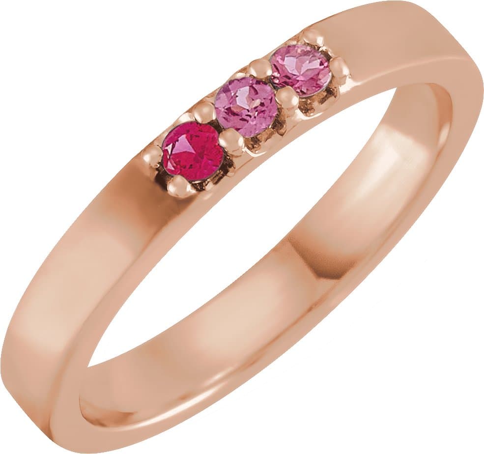 14K Rose Natural Blue Multi-Gemstone Midi Ring