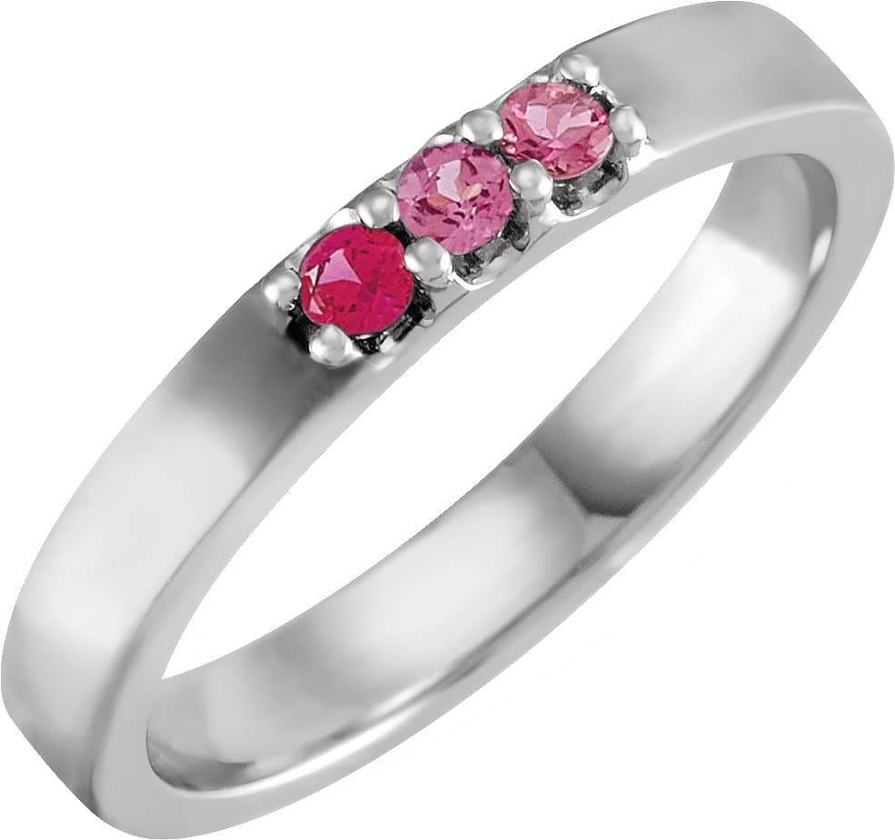 14K Rose Natural Blue Multi-Gemstone Midi Ring