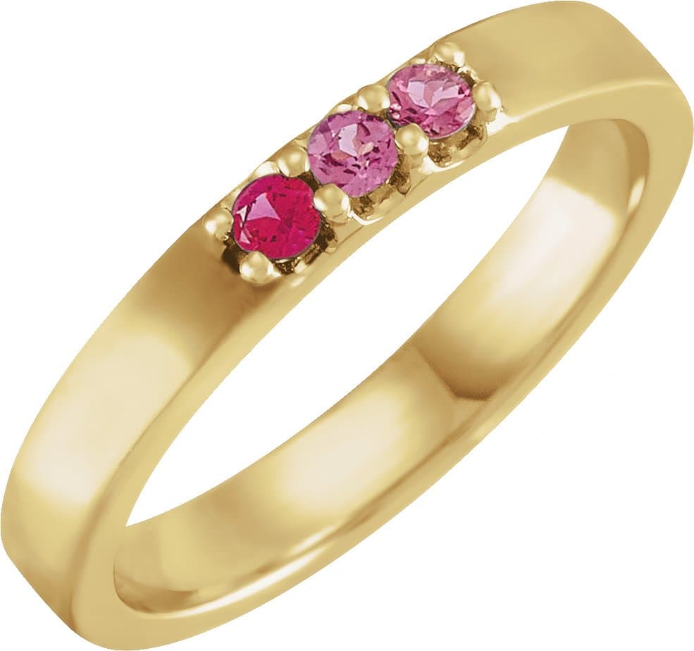 14K Rose Natural Blue Multi-Gemstone Midi Ring
