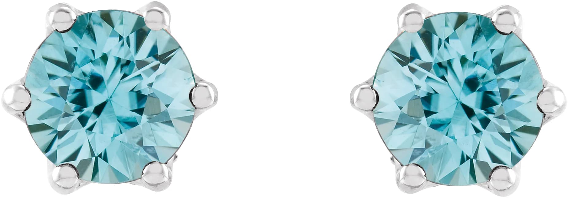 Round 6-Prong Accented Crown Stud Earrings — view 3