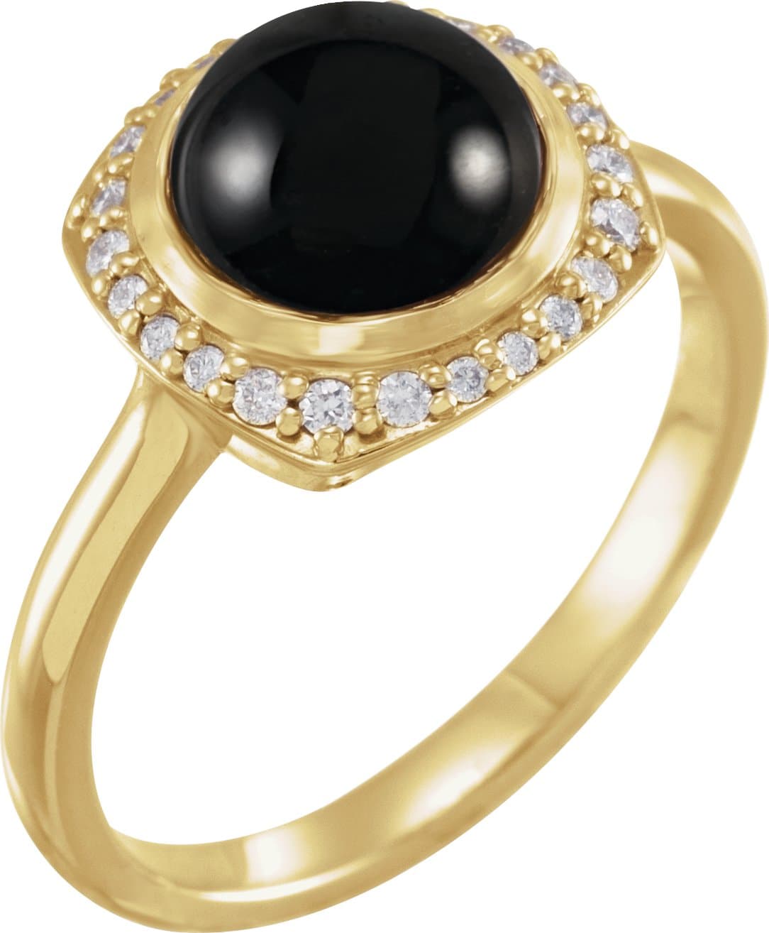 14K Rose Natural Black Onyx & 1/8 CTW Natural Diamond Halo-Style Ring