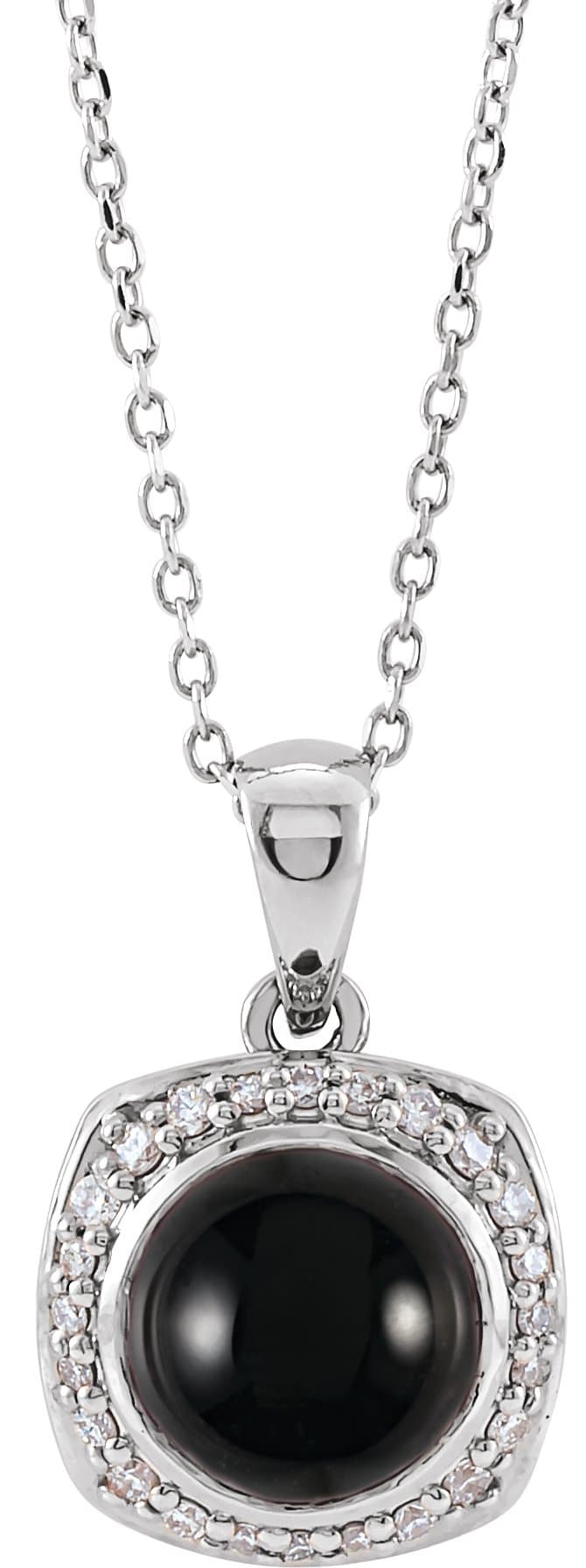 14K White Natural Ethiopian Opal & 1/8 CTW Natural Diamond Halo-Style 16-18 Necklace