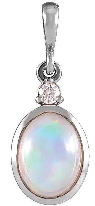 14K Rose 6x4 mm Natural Ethiopian Opal & .015 CT Natural Diamond Pendant