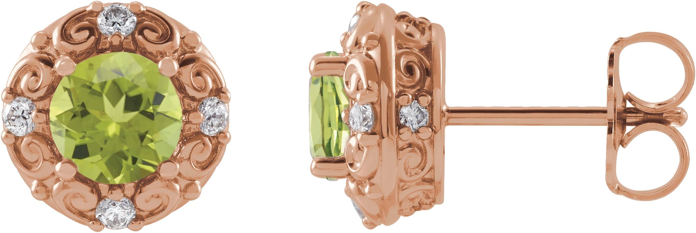 14K Rose 4 mm Lab-Grown Alexandrite & 1/10 CTW Natural Diamond Halo-Style Earrings