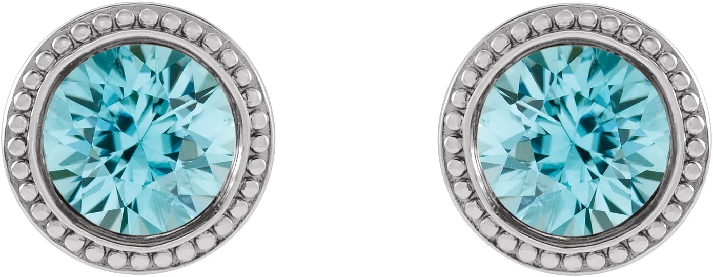 Round Bezel-Set Stud Earrings, view 3