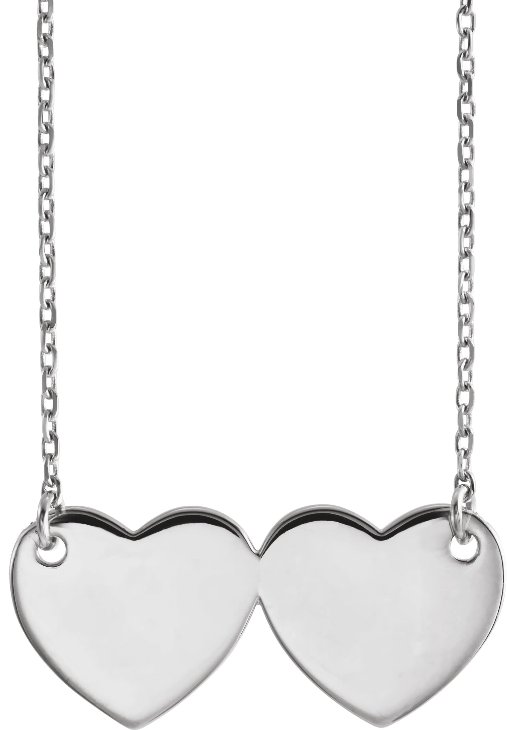 14K Rose Engravable Double Heart 17 Necklace