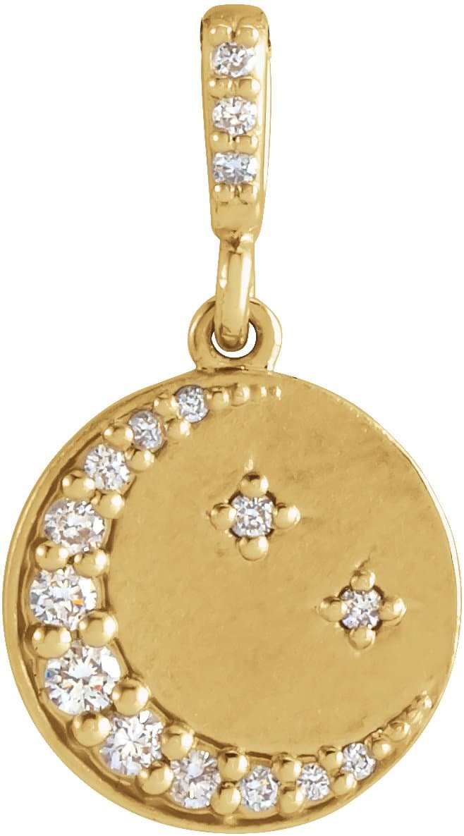 14K Yellow 1/10 CTW Natural Diamond Crescent Moon Pendant