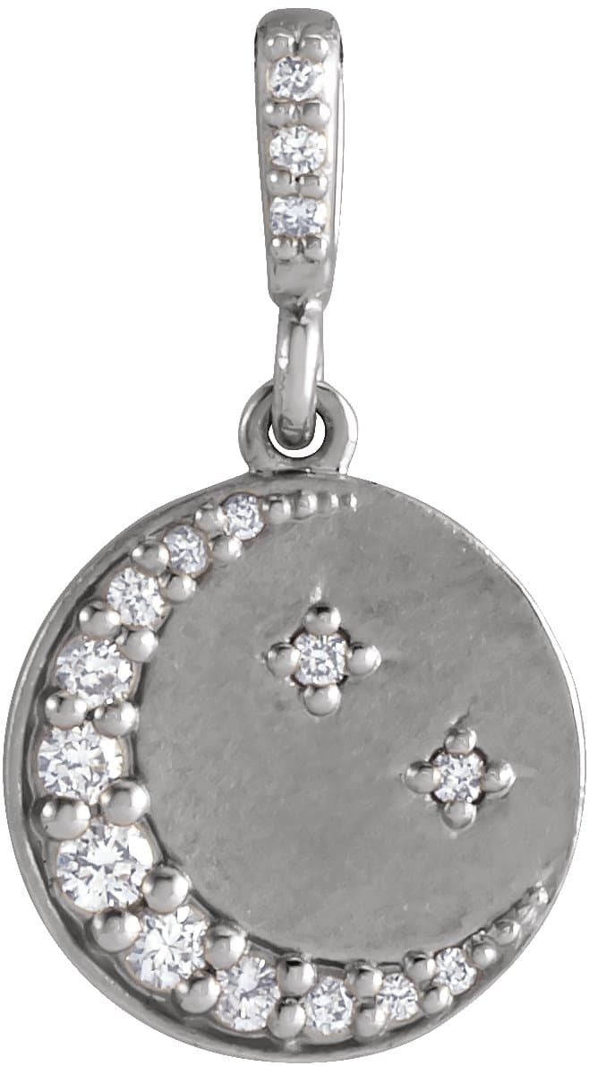 14K Yellow 1/10 CTW Natural Diamond Crescent Moon Pendant