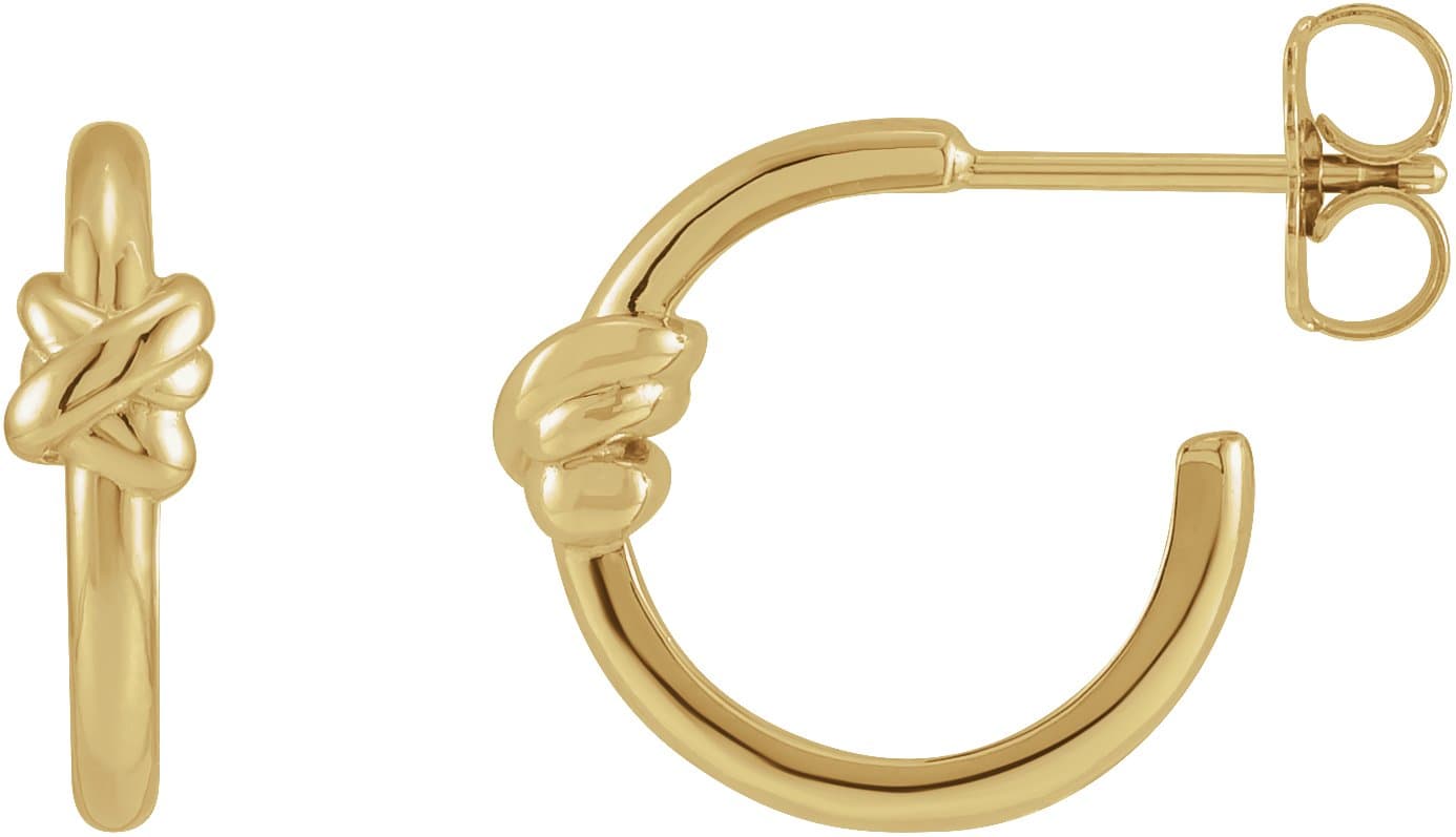 14K White Knot Hoop Earrings