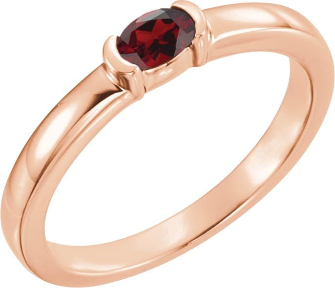 14K Rose Lab-Grown Alexandrite Family Stackable Ring