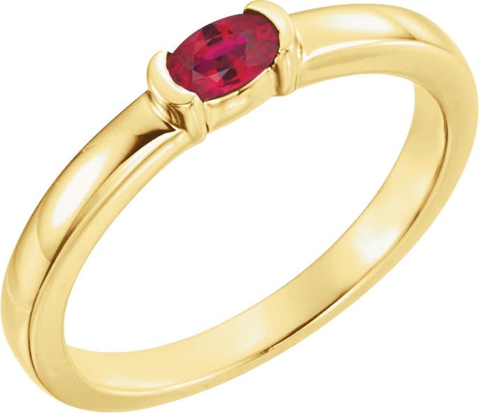 14K Rose Lab-Grown Alexandrite Family Stackable Ring
