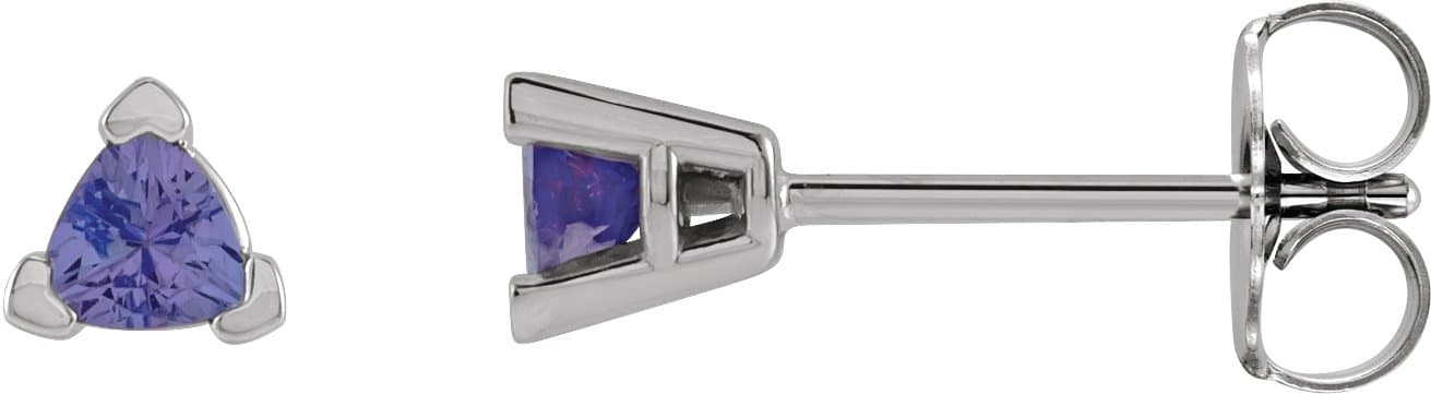 14K Rose 5 mm Trillion Natural Tanzanite V-Prong Earrings