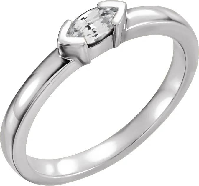 Half-Bezel Family Stackable Ring, view 2