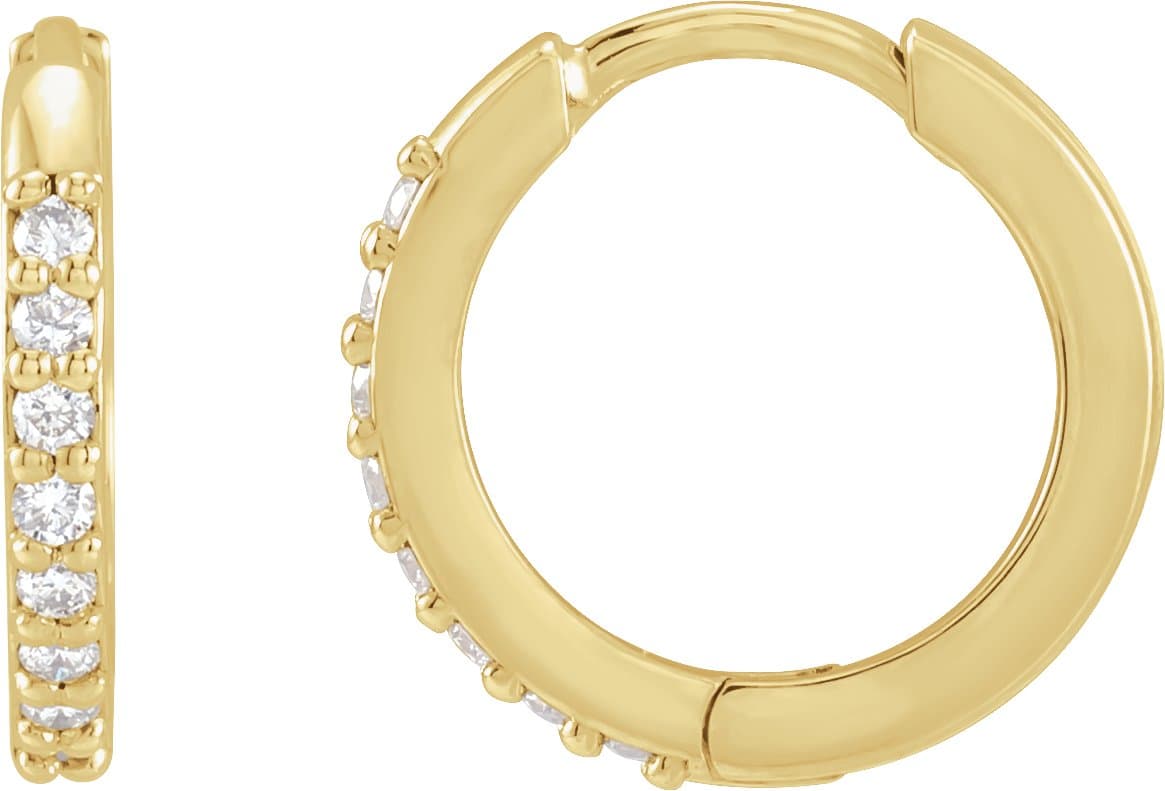 14K Rose .05 CTW Natural Diamond Hinged 8 mm Hoop Earrings