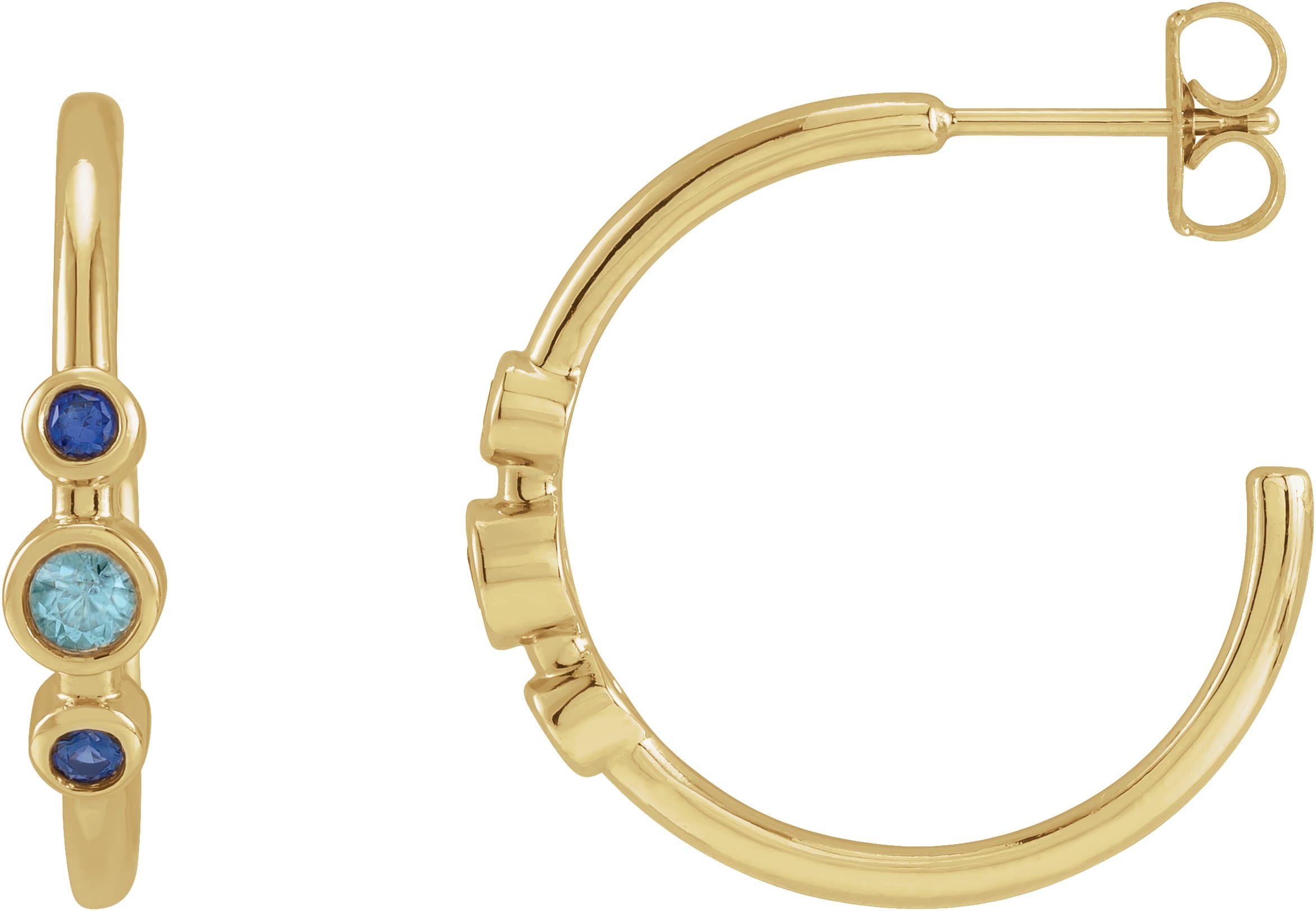 14K Rose Natural Ruby & Natural Pink Sapphire Bezel-Set Hoop Earrings