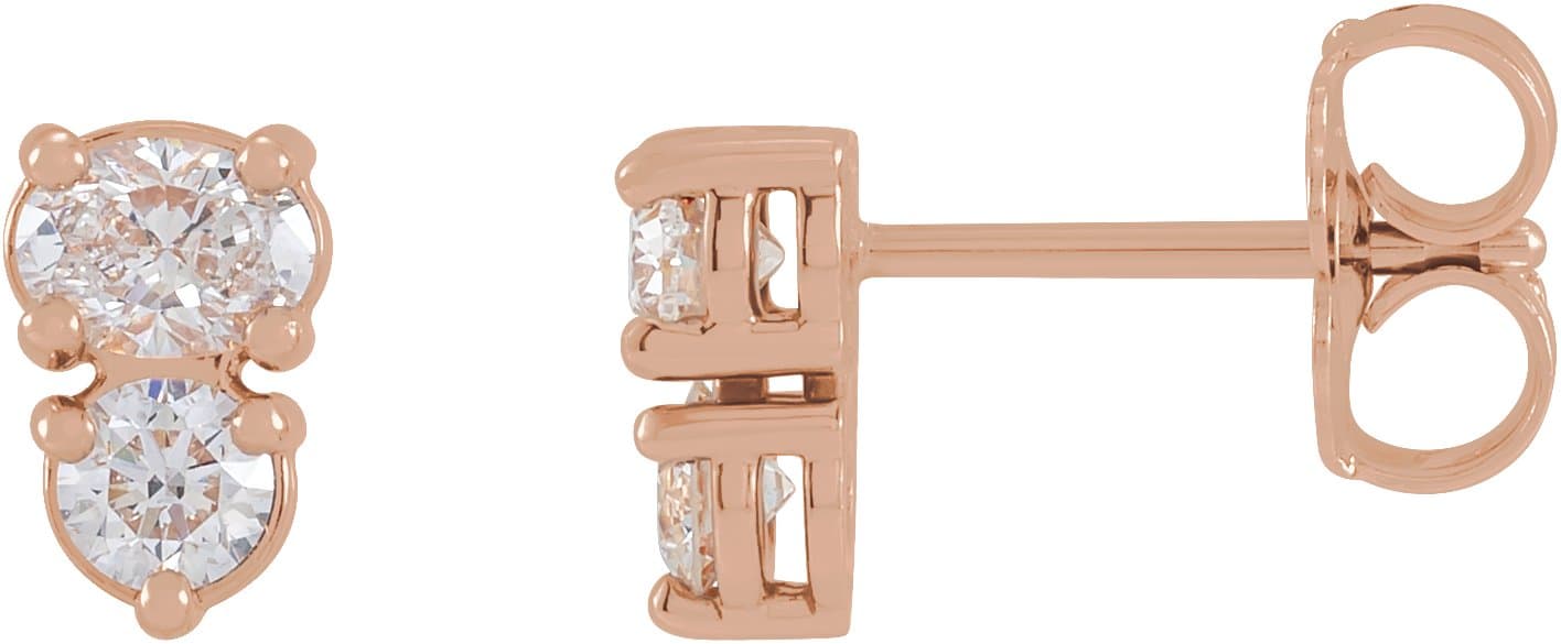 14K Rose 1/2 CTW Lab-Grown Diamond Two-Stone Earrings