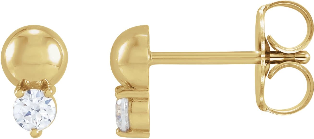 14K Rose .06 CTW Natural Diamond Bead Earrings
