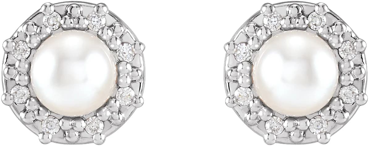 Halo-Style Pearl Earrings, view 3