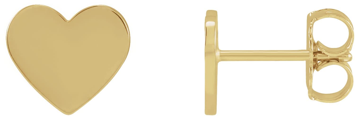 14K Rose 6 mm Engravable Heart Earring
