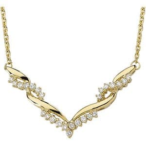 14K Yellow 1/2 CTW Natural Diamond V 18 Necklace