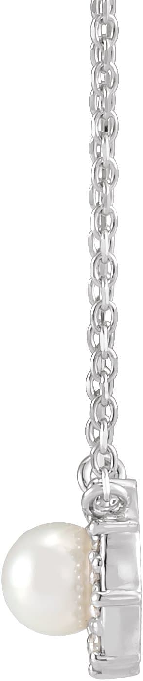 Halo-Style Pearl Necklace or Center view 2