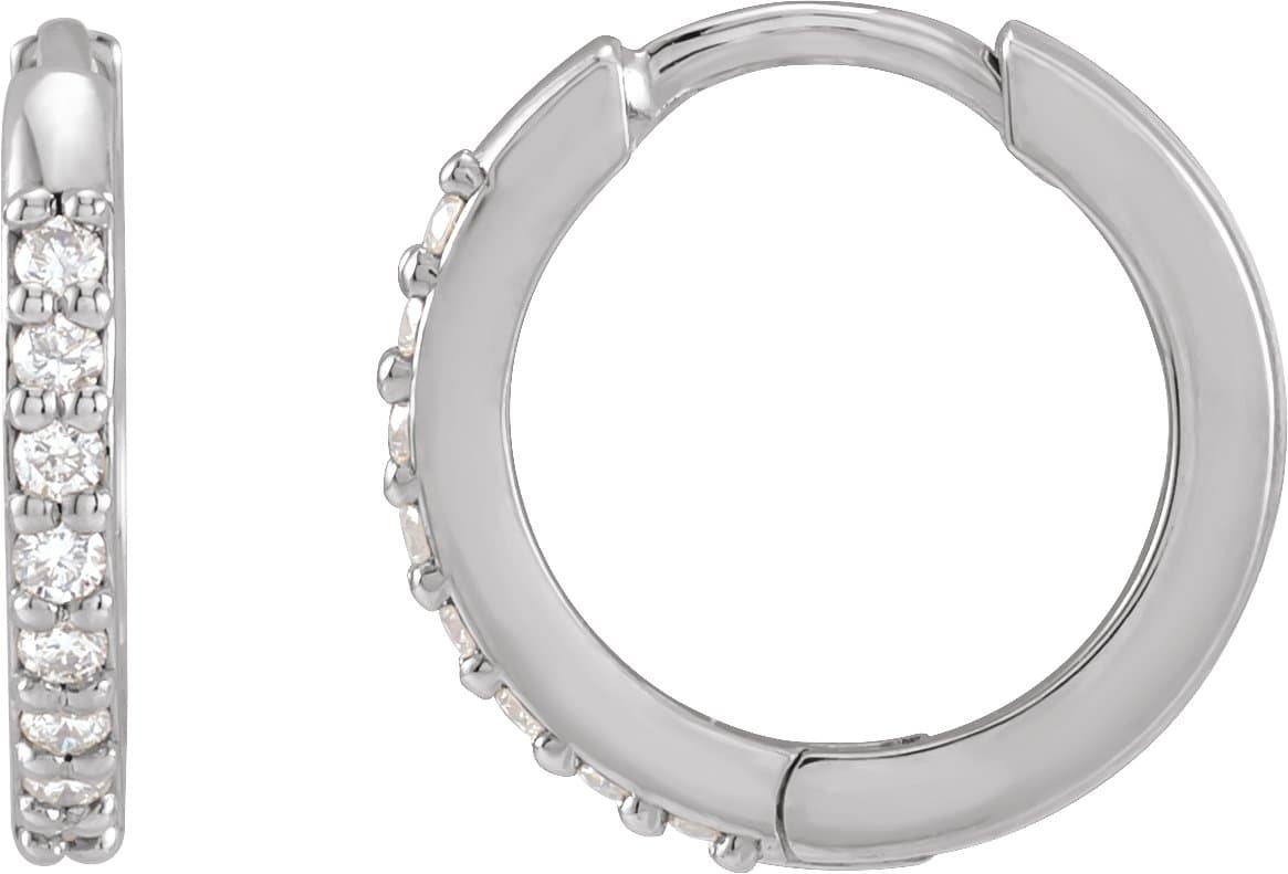 Sterling Silver 1.3 mm Round Accented 8 mm Hoop Earring Mounting