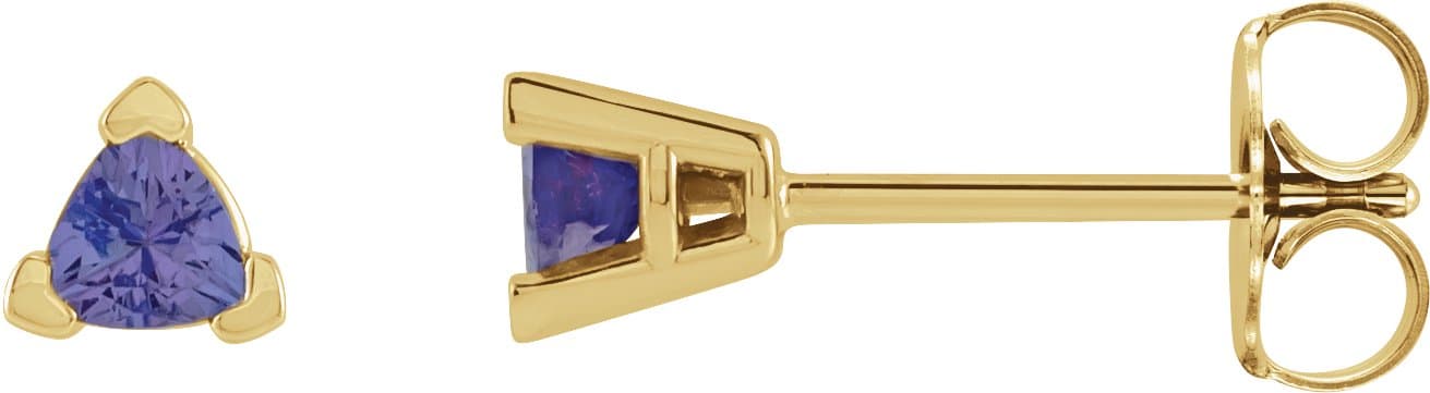 14K Rose 5 mm Trillion Natural Tanzanite V-Prong Earrings