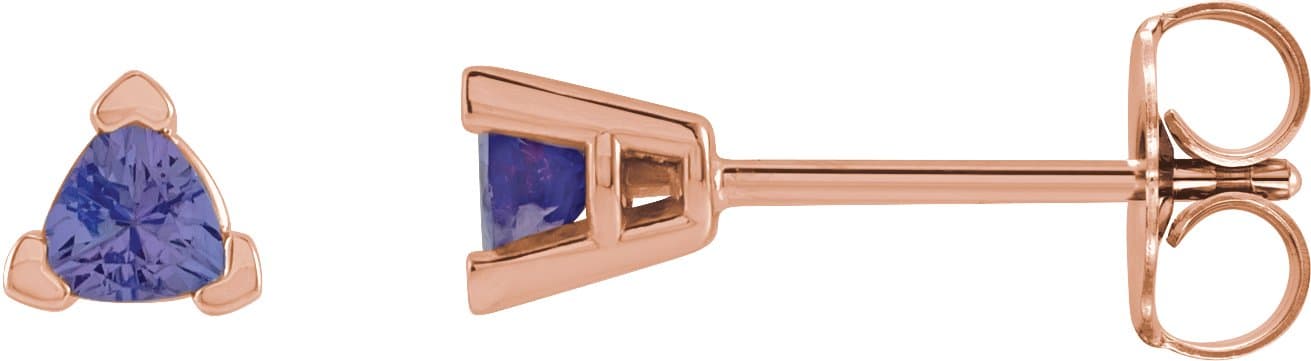 14K Rose 5 mm Trillion Natural Tanzanite V-Prong Earrings