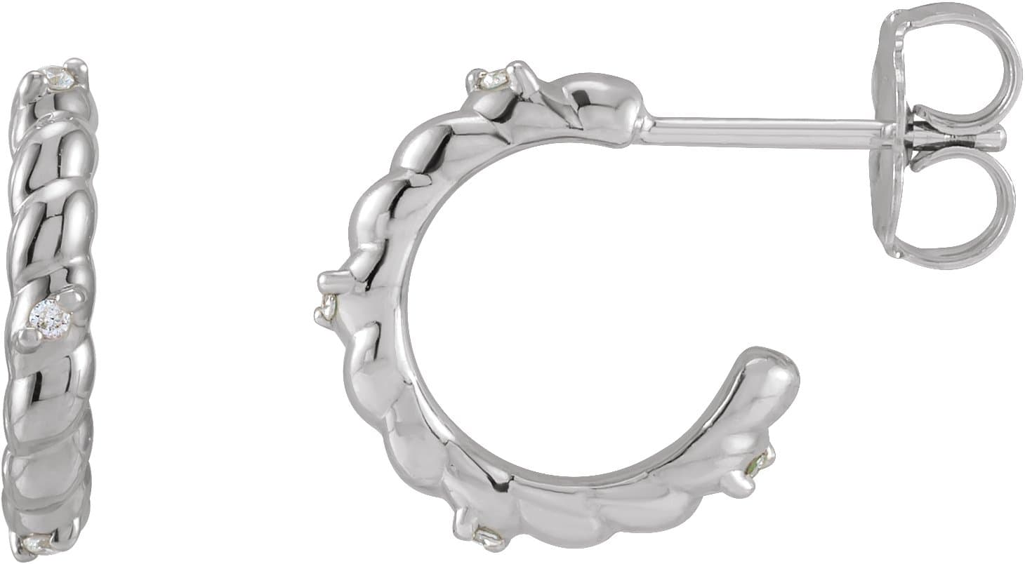 14K Rose .03 CTW Natural Diamond Rope Huggies