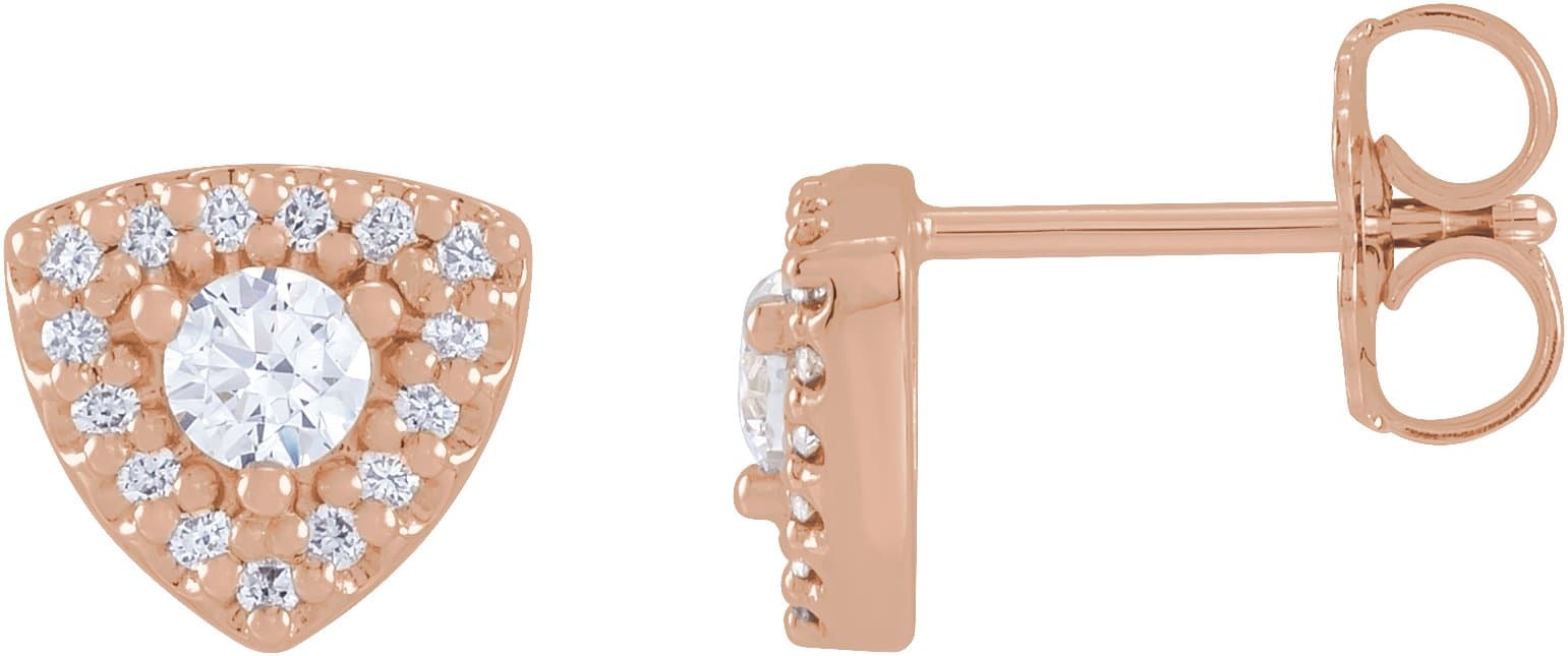 14K Rose 1/2 CTW Natural Diamond Halo-Style Earrings