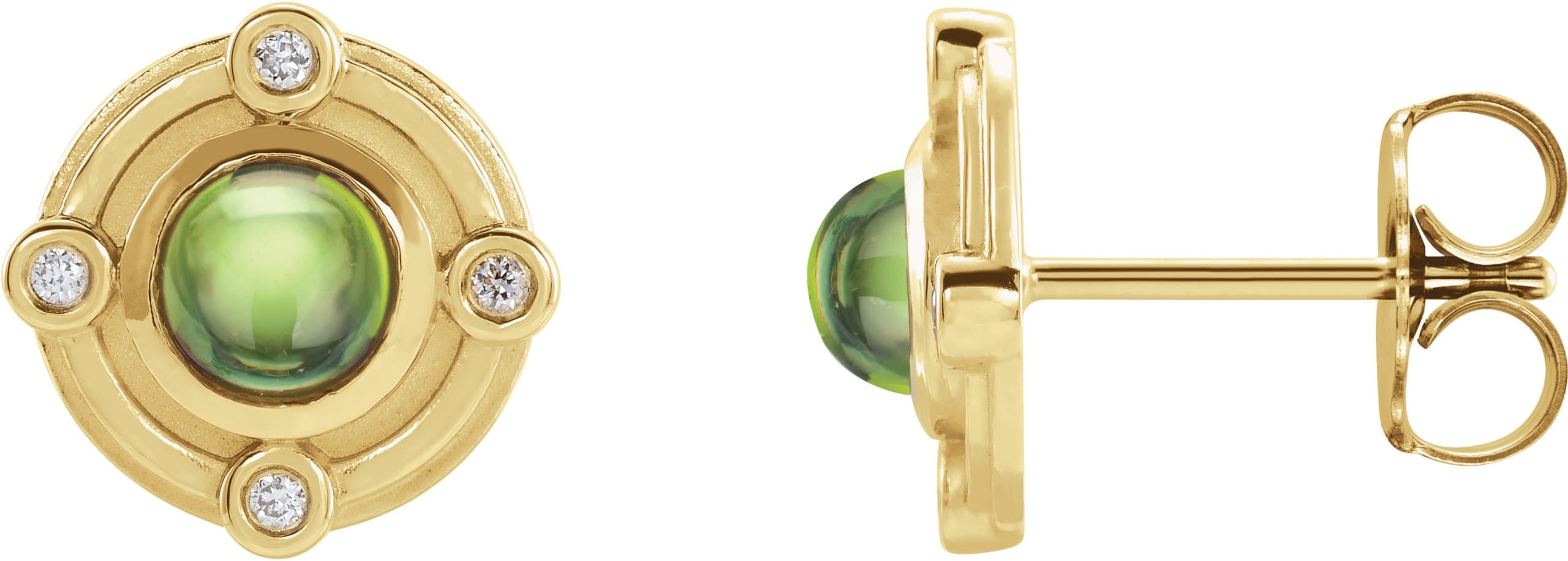14K Rose Natural Peridot & .03 CTW Natural Diamond Earrings