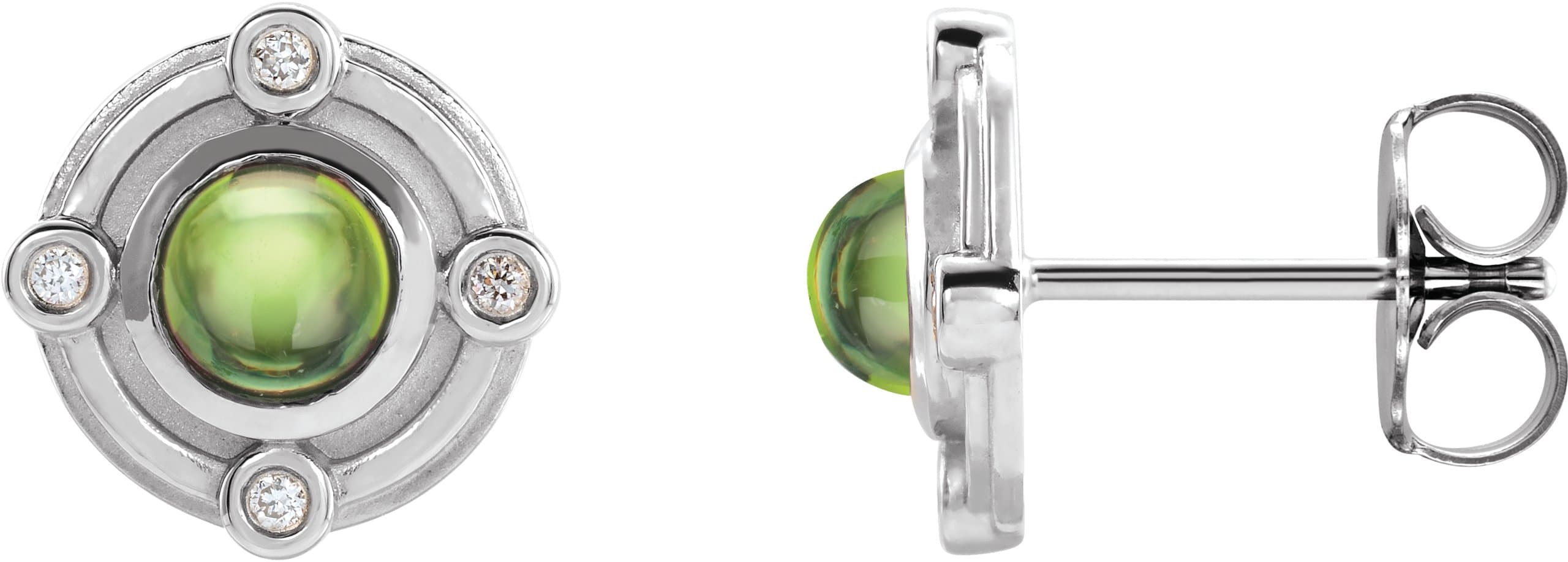 14K Rose Natural Peridot & .03 CTW Natural Diamond Earrings