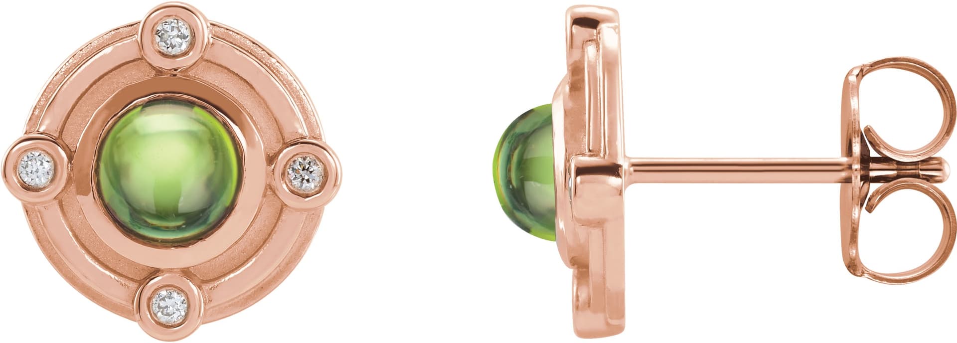 14K Rose Natural Peridot & .03 CTW Natural Diamond Earrings