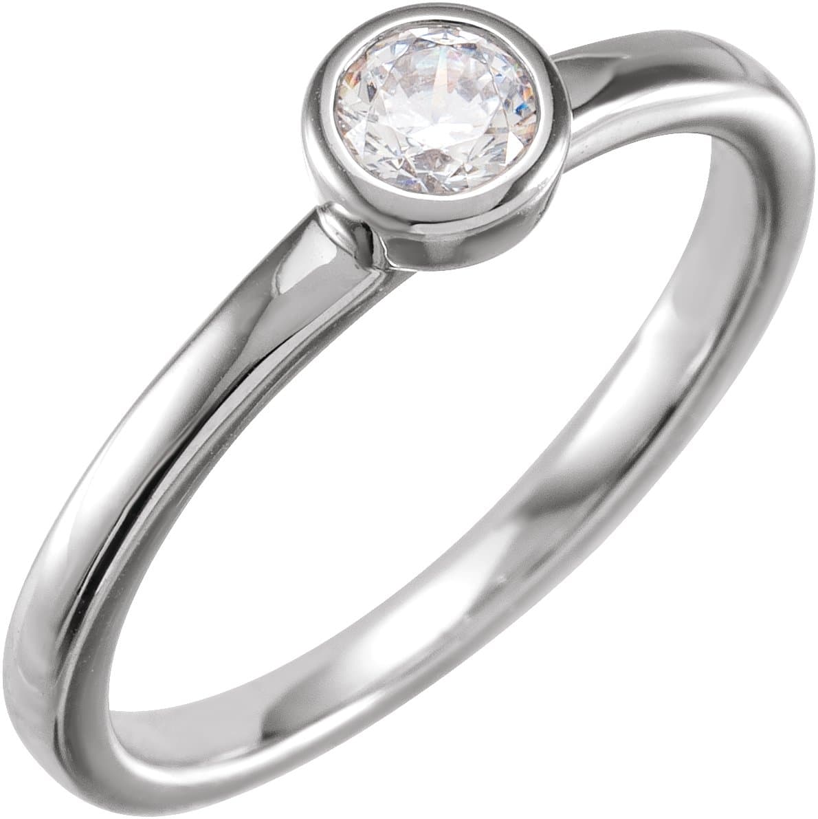 14K Rose 1 CT Lab-Grown Diamond Bezel-Set Ring