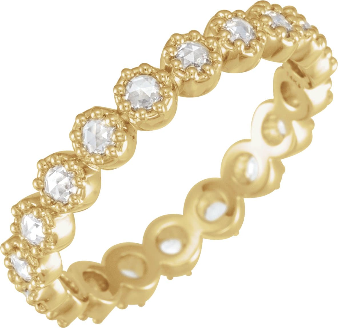 14K Rose 1/2 CTW Natural Diamond Rose-Cut Eternity Band Size 5