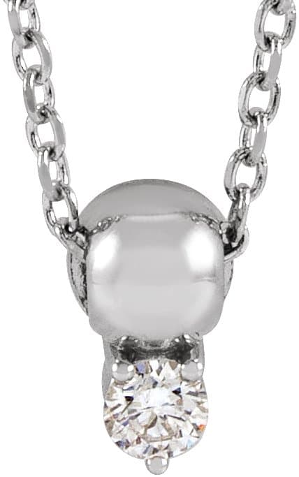 14K Rose .06 CT Natural Diamond Bead 16-18 Necklace