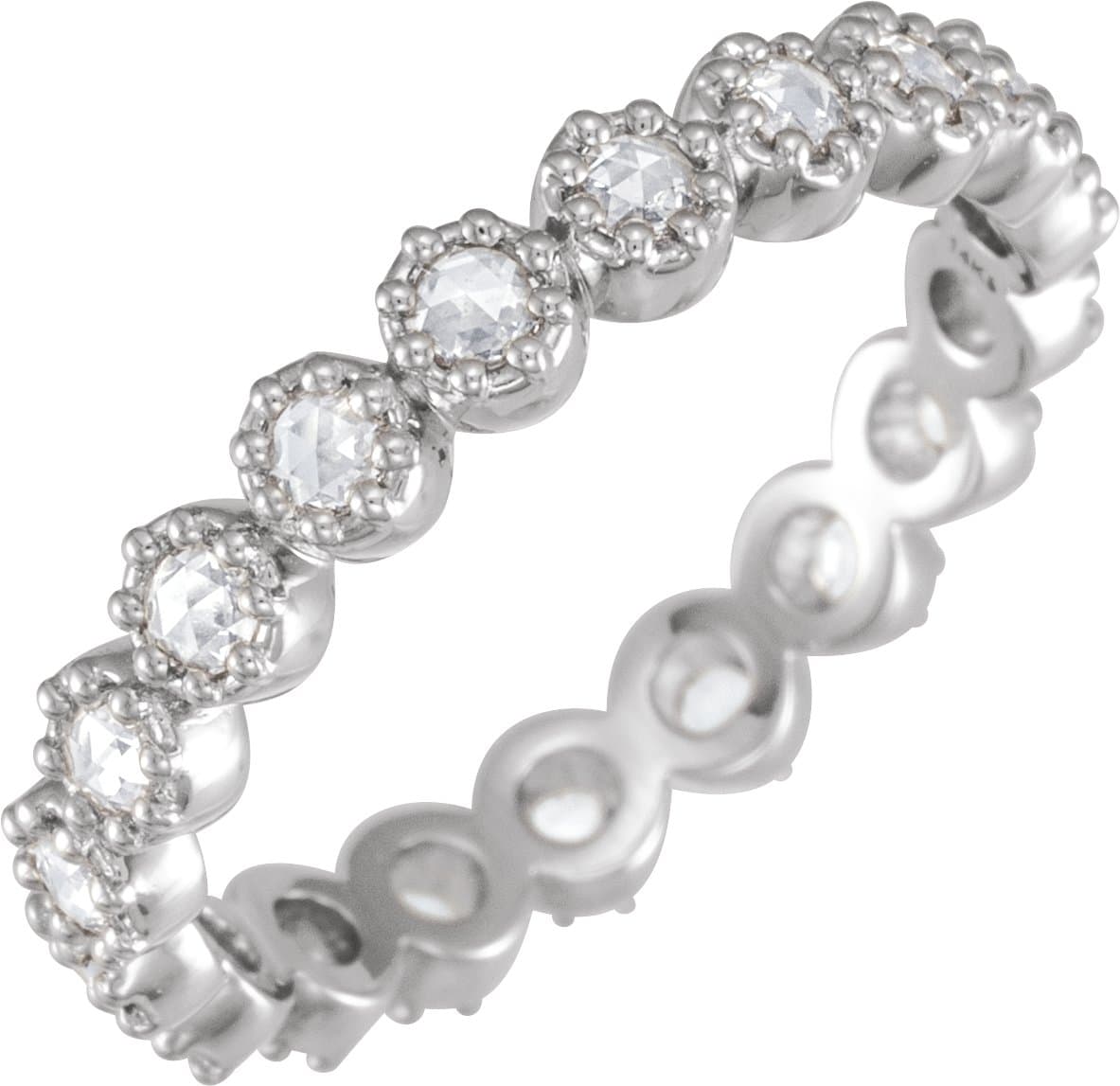 14K Rose 1/2 CTW Natural Diamond Rose-Cut Eternity Band Size 5