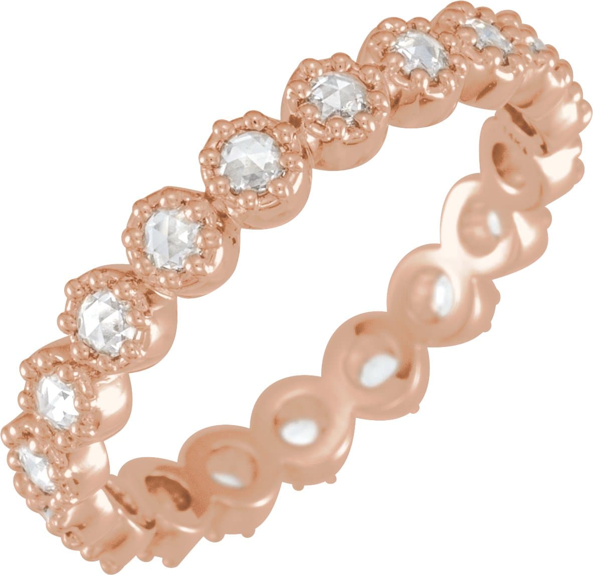 14K Rose 1/2 CTW Natural Diamond Rose-Cut Eternity Band Size 5