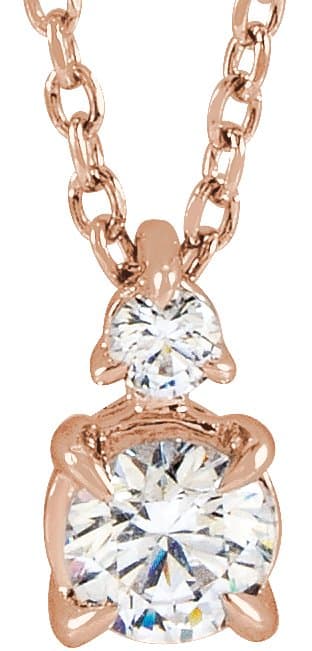 14K Rose 1 CTW Lab-Grown Diamond Claw-Prong 16-18 Necklace