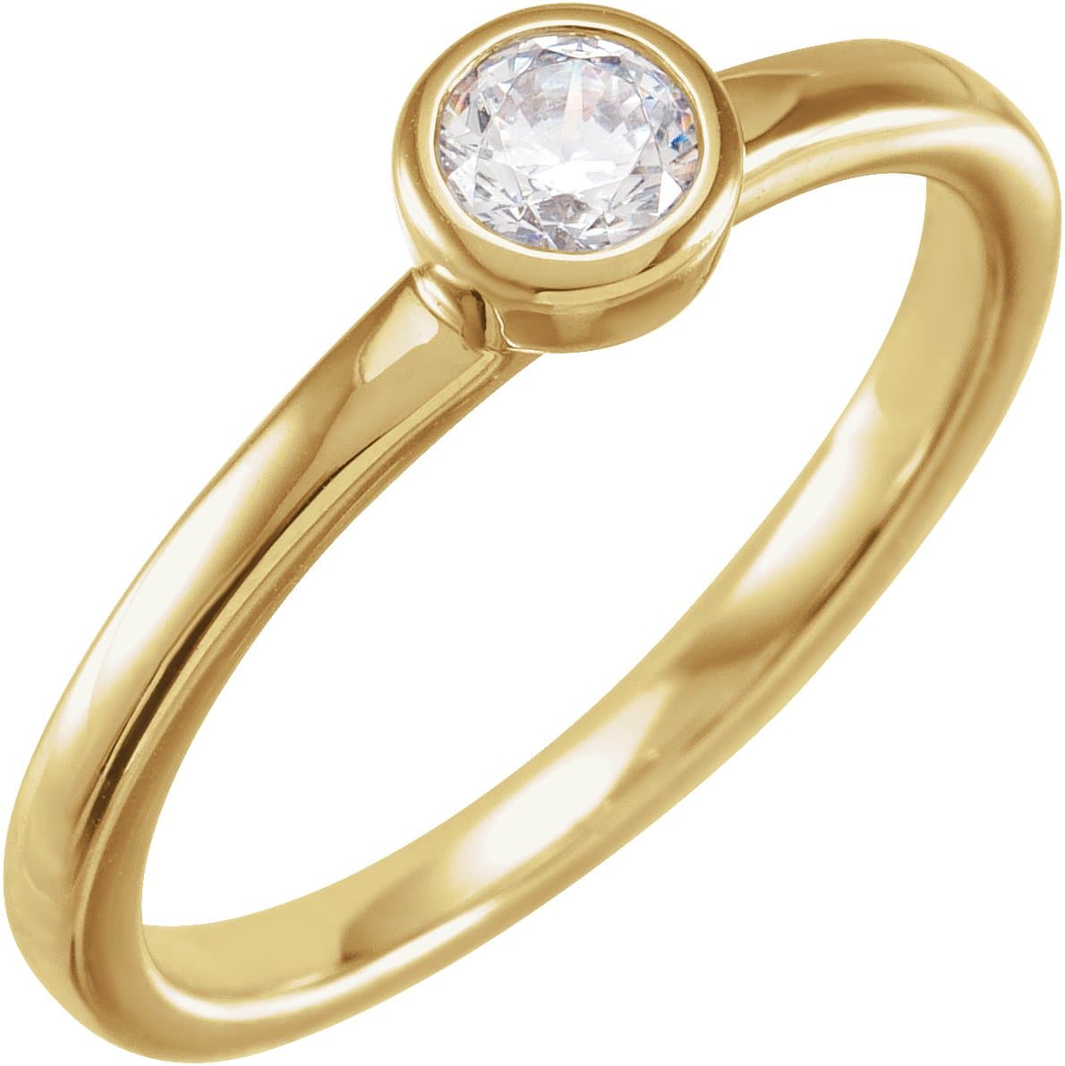 14K Rose 1 CT Lab-Grown Diamond Bezel-Set Ring