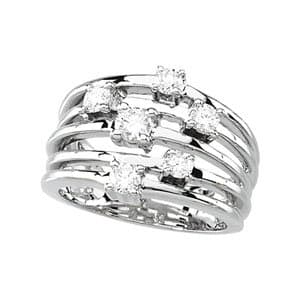 14K White 1/2 CTW Natural Diamond Right Hand Ring