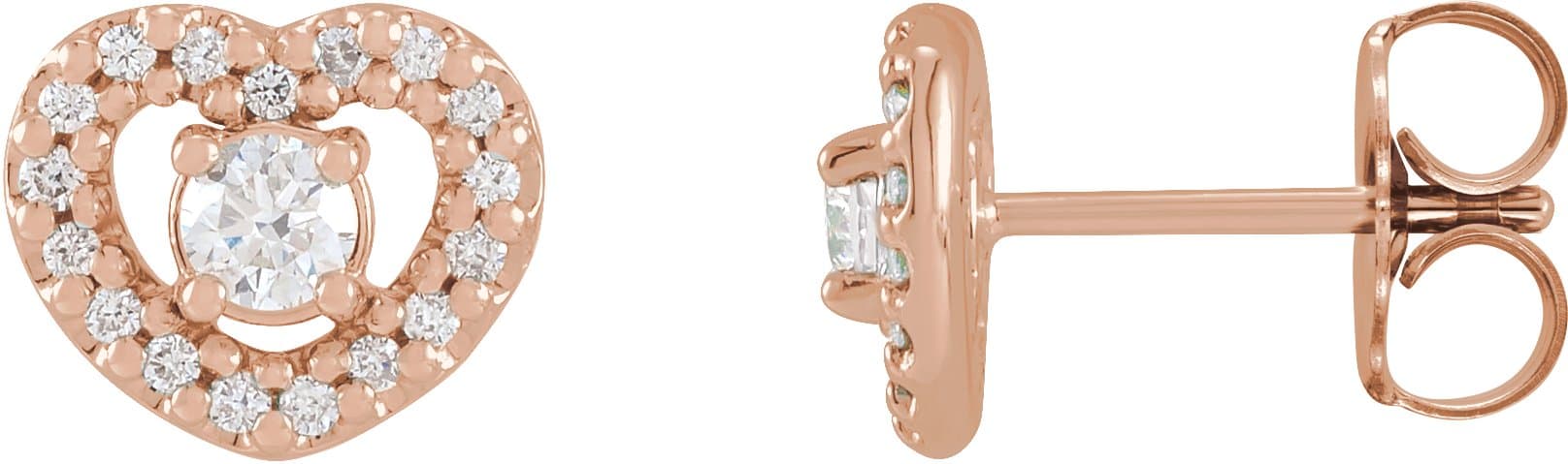14K Rose 1/3 CTW Natural Diamond Heart Earrings