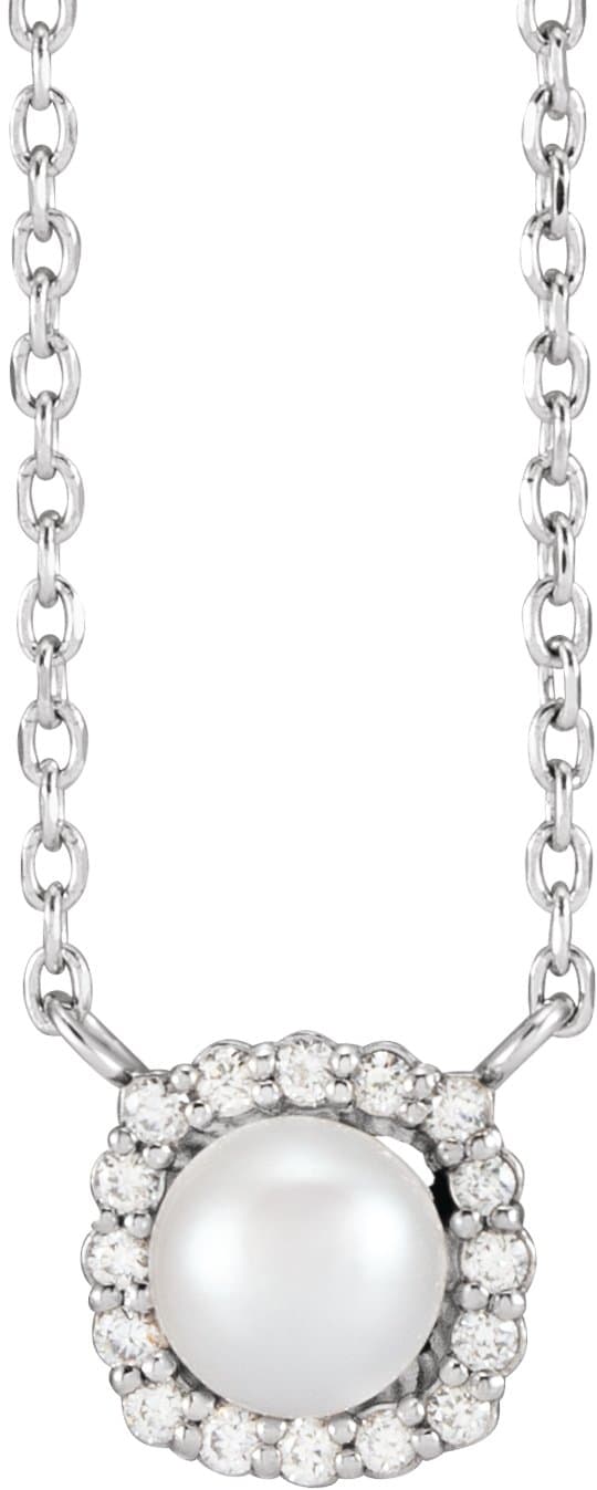 Halo-Style Pearl Necklace or Center view 1