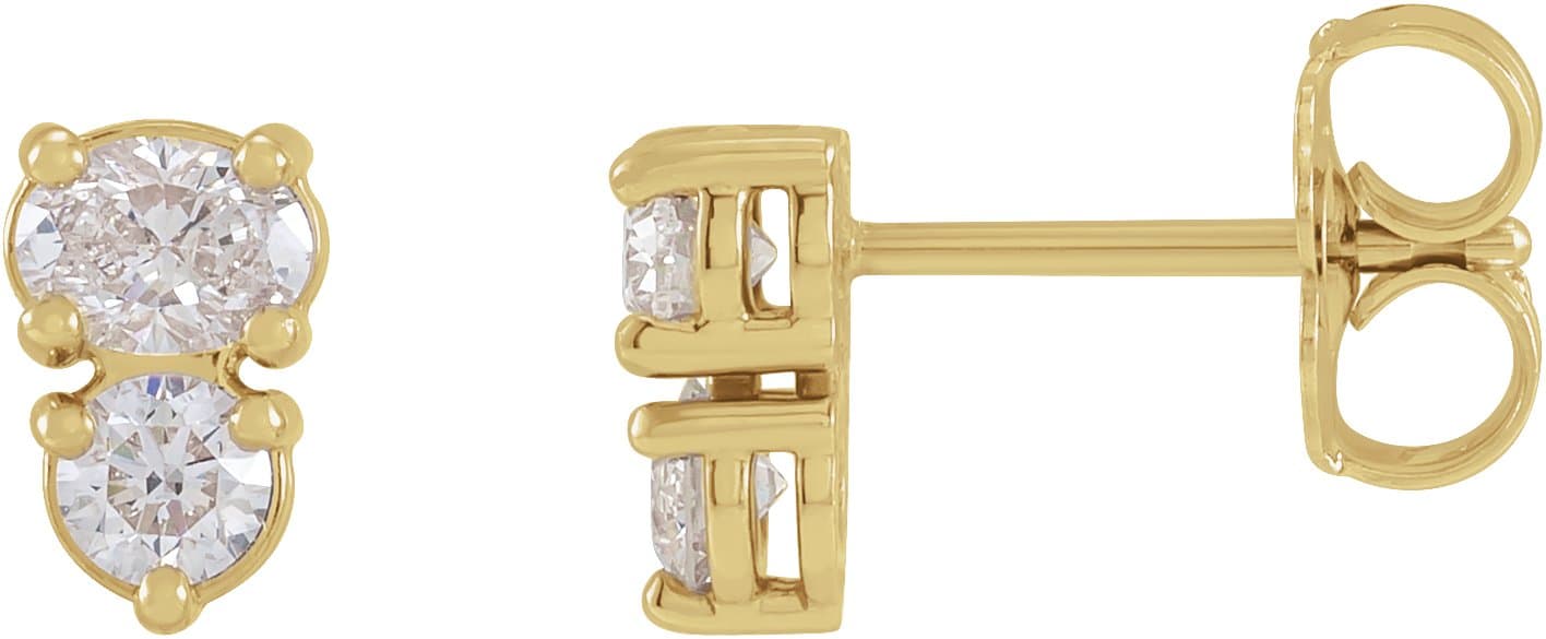 14K Rose 1/2 CTW Lab-Grown Diamond Two-Stone Earrings