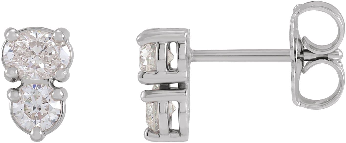 14K Rose 1/2 CTW Lab-Grown Diamond Two-Stone Earrings