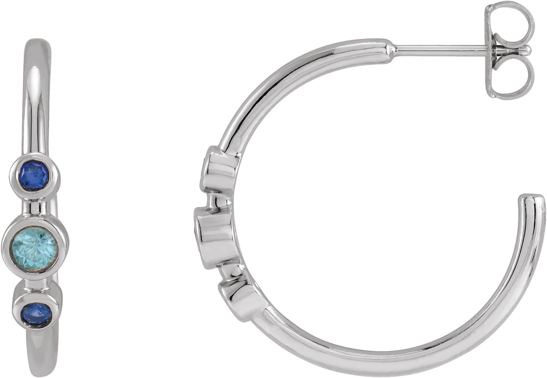 14K Rose Natural Ruby & Natural Pink Sapphire Bezel-Set Hoop Earrings