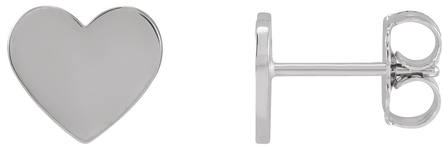 14K Rose 6 mm Engravable Heart Earring