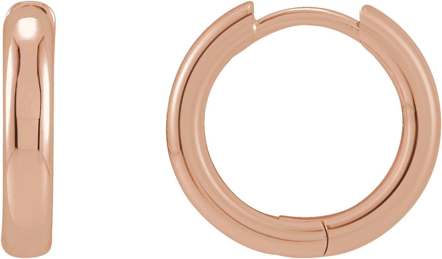 14K Rose Hinged 15 mm Hoop Earrings