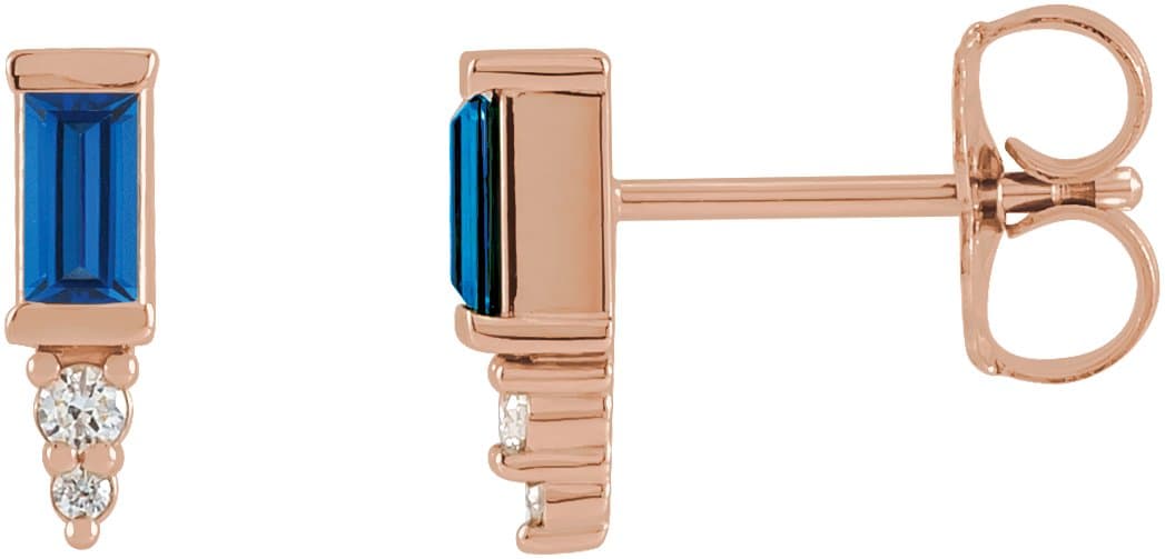 14K Rose Gold 1/6 CTW Natural Diamond Bar Earrings
