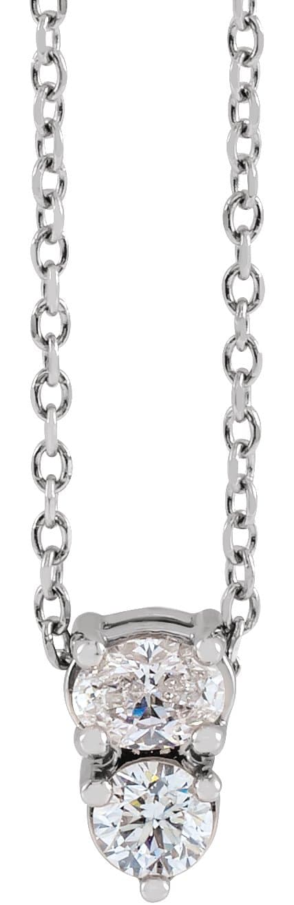 14K Rose 1/4 CTW Natural Diamond Two-Stone 16-18 Necklace